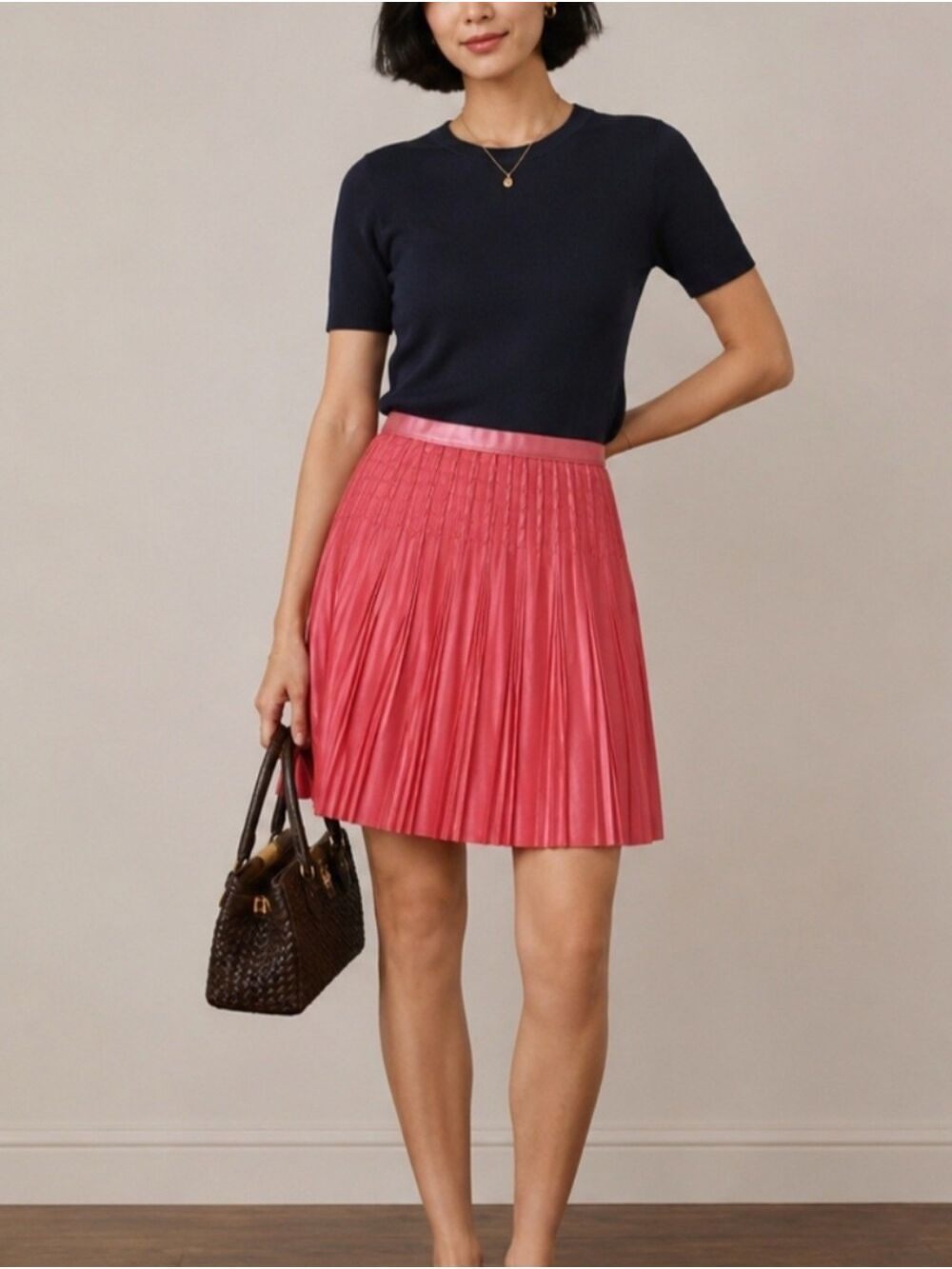 J. Crew Coral Chiffon Pleated Skirt Size 6
